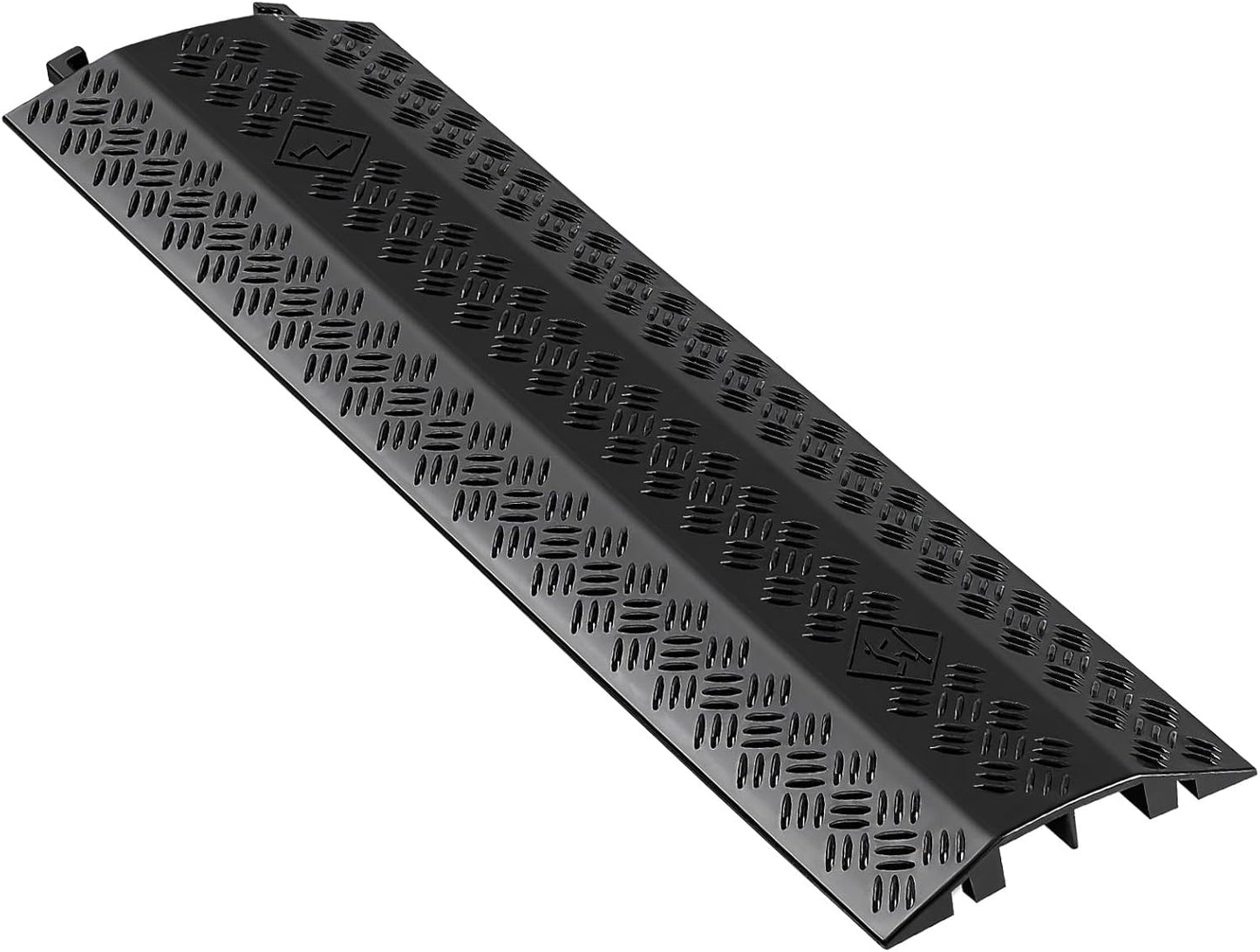 VEVOR 1 Pack Drop Over Cable Cover, 2 Channel Heavy Duty Cable Hose Protector Ramp, 38.3'' Floor Cord Cover, 17,500 lbs/Axle Load Capacity, for Traffic Areas, Indoor, Outdoor, Home, Office, Warehouse