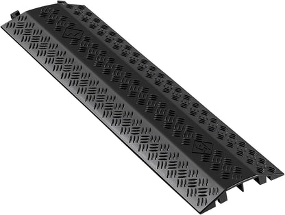 VEVOR 1 Pack Drop Over Cable Cover, 2 Channel Heavy Duty Cable Hose Protector Ramp, 38.3'' Floor Cord Cover, 17,500 lbs/Axle Load Capacity, for Traffic Areas, Indoor, Outdoor, Home, Office, Warehouse