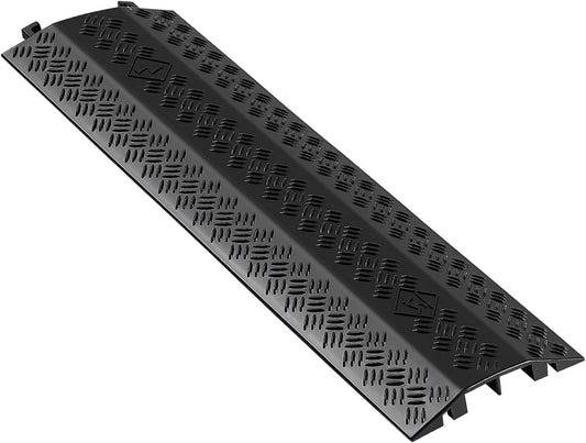 VEVOR 1 Pack Drop Over Cable Cover, 2 Channel Heavy Duty Cable Hose Protector Ramp, 38.3'' Floor Cord Cover, 17,500 lbs/Axle Load Capacity, for Traffic Areas, Indoor, Outdoor, Home, Office, Warehouse