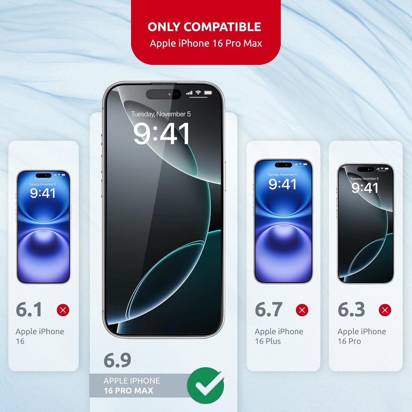 Screen Protector for iPhone 16 Pro Max – MagicBox Tempered Glass Screen Protector iPhone 16 Pro Max (2 Pcs) Edge-to-Edge Protection with 2 Applicators, 9H Hardness, Oleophobic Coating