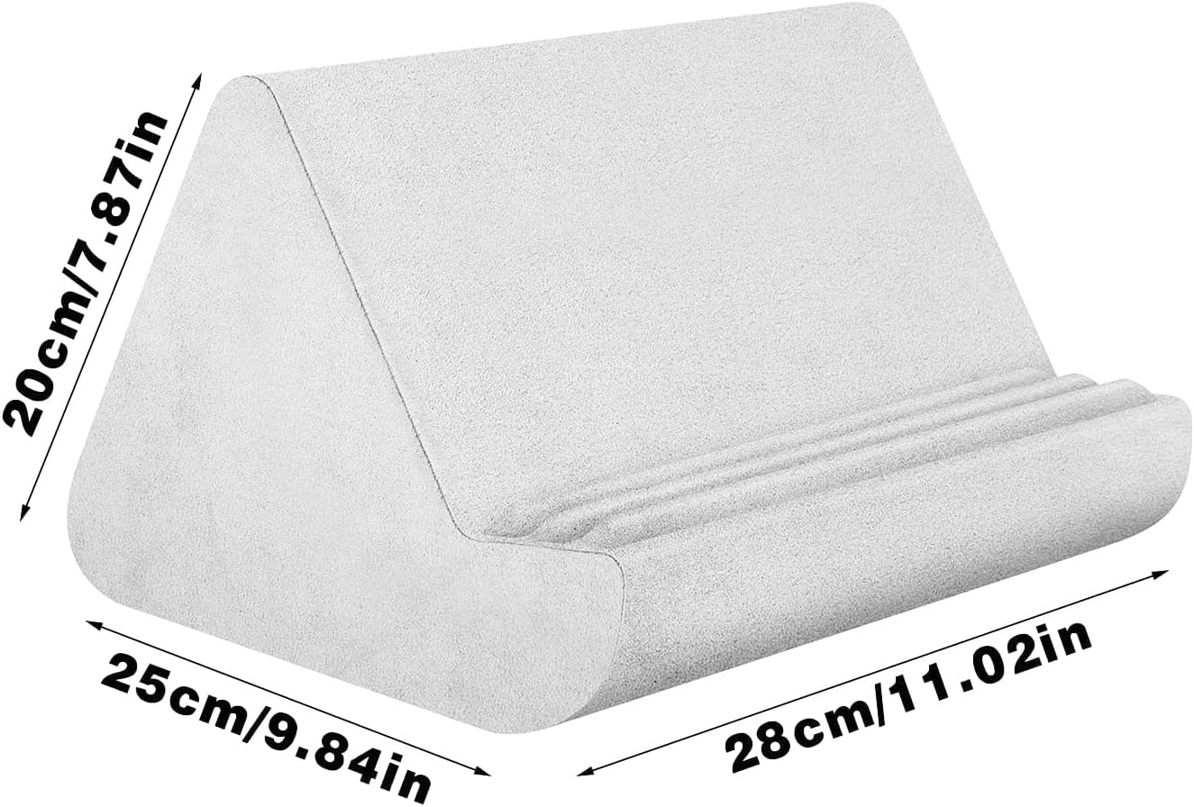 Soft Tablet Stand Pillow with Pocket,Tablet Cushion Stand,Adjustable 3 Viewing Angle,Lazy Holder Stand for Bed Sofa,Compatible with iPads Tablets eReaders Smartphones Books Magazines (Light Grey)…