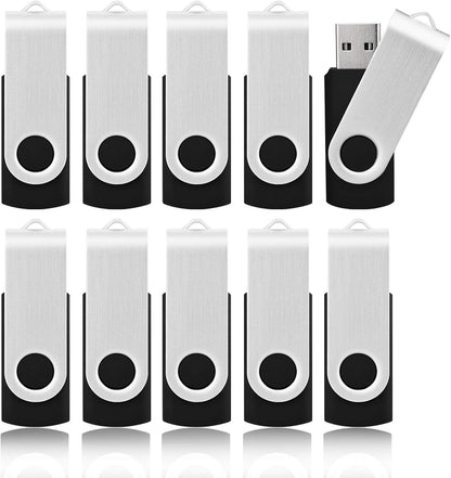 KOOTION 20pcs 1GB USB Flash Drives Bulk Flash Drives 1G Memory Stick Swivel Thumb Drives 2.0, Black, 20 Pack