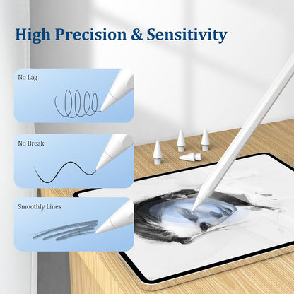 Replacement Tips for Apple Pencil 1st/2nd Gen,No Wear Out Upgraded Apple Pencil Tips,Pencil Nibs for Precise Control - Replacement Tips for iPad Pencil - 4 Pack White