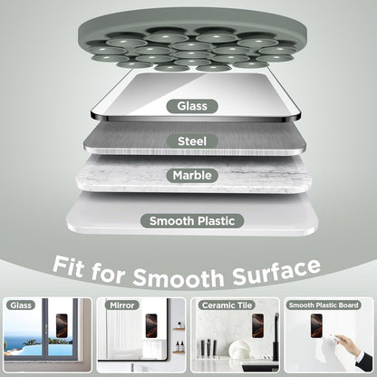 Magnetic Suction Cup Phone Mount for MagSafe Case, Silicone Hands-Free Phone Grip Holder for iPhone and Android, Mirror Shower Phone Stand for Makeup FaceTime Gym Kitchen Bathroom, Calke Green