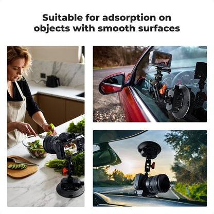 K&F CONCEPT 4.5" Suction Cup Camera Mount with Magic Arm, ARRI Style 1/4" 3/8" Threads, Quick Release Car Mount Compatible with Gopro DJI Insta360 for DSLR Action Camera Phone Video Shooting