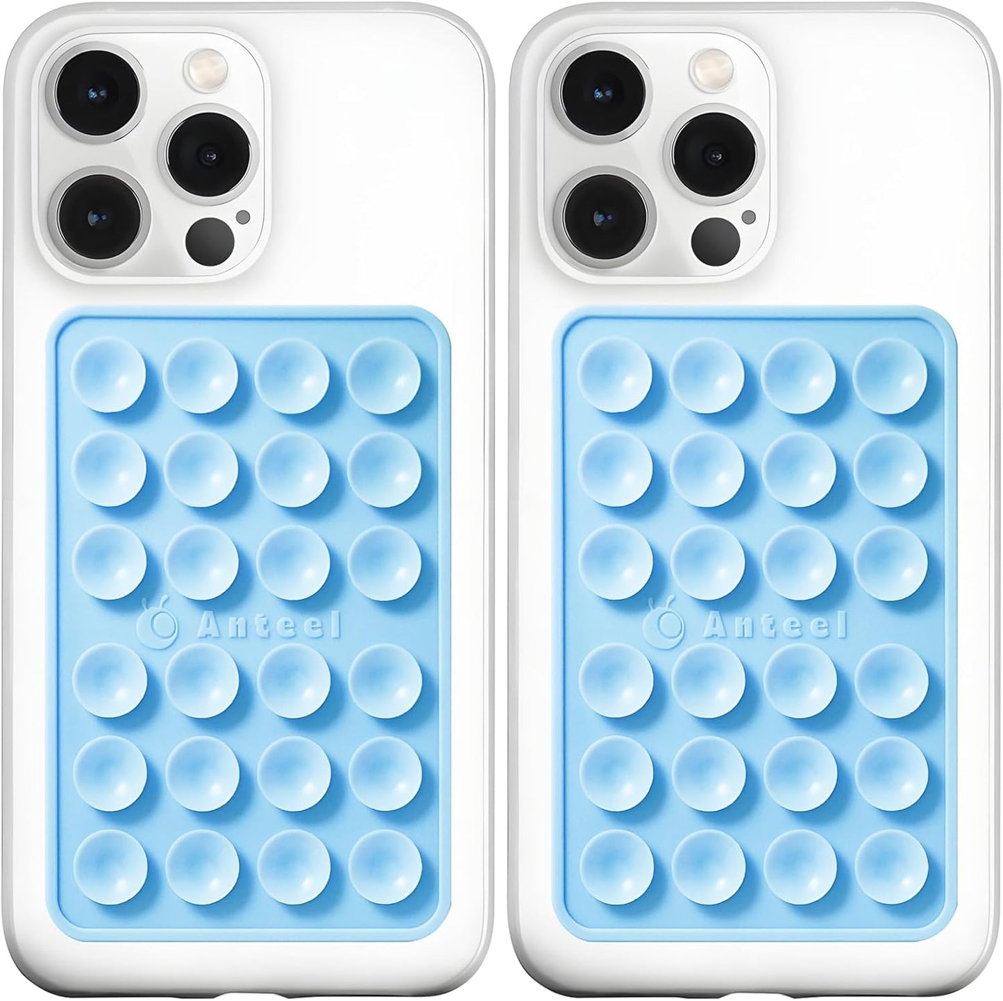 Anteel MAX Silicone Suction Phone Case Adhesive Mount, Upgraded Super Strong Grip, Durable, Easy to Use, Hands-Free Sticky Phone Holder for Selfies, Tiktok Videos, 2.56"x3.94" (LBL&LBL)