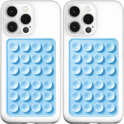 Anteel MAX Silicone Suction Phone Case Adhesive Mount, Upgraded Super Strong Grip, Durable, Easy to Use, Hands-Free Sticky Phone Holder for Selfies, Tiktok Videos, 2.56"x3.94" (LBL&LBL)