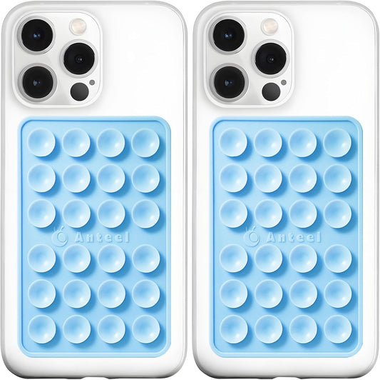 Anteel MAX Silicone Suction Phone Case Adhesive Mount, Upgraded Super Strong Grip, Durable, Easy to Use, Hands-Free Sticky Phone Holder for Selfies, Tiktok Videos, 2.56"x3.94" (LBL&LBL)