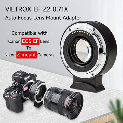 VILTROX EF-Z2 Auto Focus Lens Adapter 0.71x Reducer Speedbooster Lens Converter Compatible with Canon EF Mount Lens to Nikon Z Mount Mirrorless Cameras Z5 Z6 Z6II Z7 Z7II Z50 Zfc