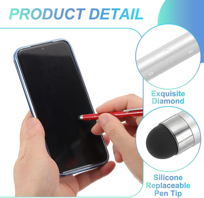 PATIKIL Stylus Pens for Touch Screens, 6 Pcs High Precision Universal Bling Stylus Crystal Metal Capacitive Pen for Touch Screen Devices Phone Tablets Laptop, Silver