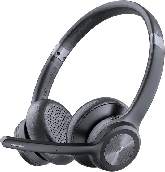 GEARit Wireless Headset with Mic - Stereo 5.4 Bluetooth Headphones with Advanced AI Noise Cancelling Microphone for Work, Home, Computers & Phone Calls - Dual Connect, PC Headset with Mute Button