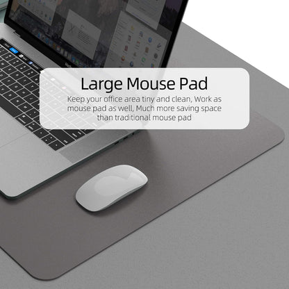 YSAGi Desk Mat, Mouse Pad,Waterproof Desk Pad,Large Mouse pad for Desk, Leather Desk Pad Large for Keyboard and Mouse,Dual-Sided Mouse Mat for Office and Home (Dark Grey, 35.4" x 17")
