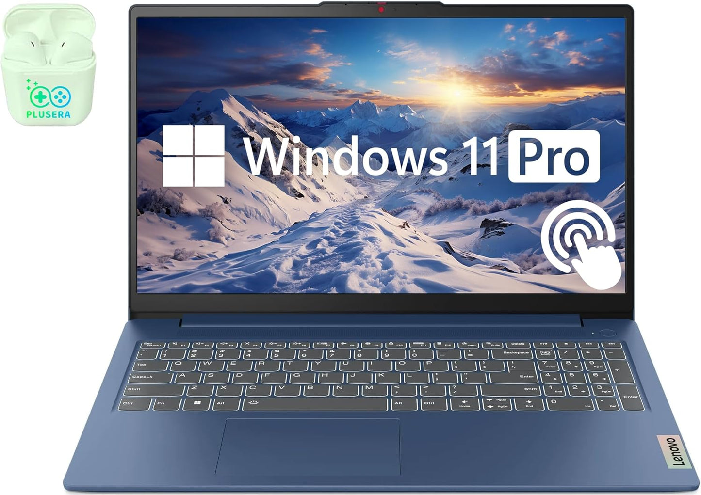 Lenovo 15.6" FHD Touchscreen IdeaPad Business Laptop Computer, 16GB RAM 1TB SSD, AMD Ryzen 7, Windows 11 Pro Laptop with Microsoft Office Lifetime Suite, Backlit Keyboard, PLUSERA Earphones, Blue