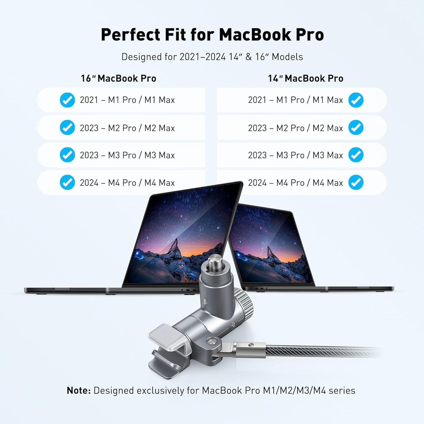 AboveTEK Laptop Locking Cable for MacBook Pro 14/16 (2021–2024), Anti-Theft Keyed Laptop Security Lock, 6.56ft Cut-Resistant Steel Computer Lock Cable, Rotatable & Portable Design