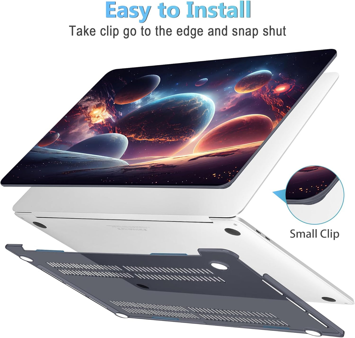 Mektron for MacBook Pro 13-inch Case 2022 2021 2020 Release A2338 M2 M1 A2289 A2251, Printed Plastic Hard Shell Cover for New MacBook Pro 13.3-inch Touch Bar Fits Touch ID，Planets