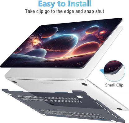 Mektron for MacBook Pro 13-inch Case 2022 2021 2020 Release A2338 M2 M1 A2289 A2251, Printed Plastic Hard Shell Cover for New MacBook Pro 13.3-inch Touch Bar Fits Touch ID，Planets