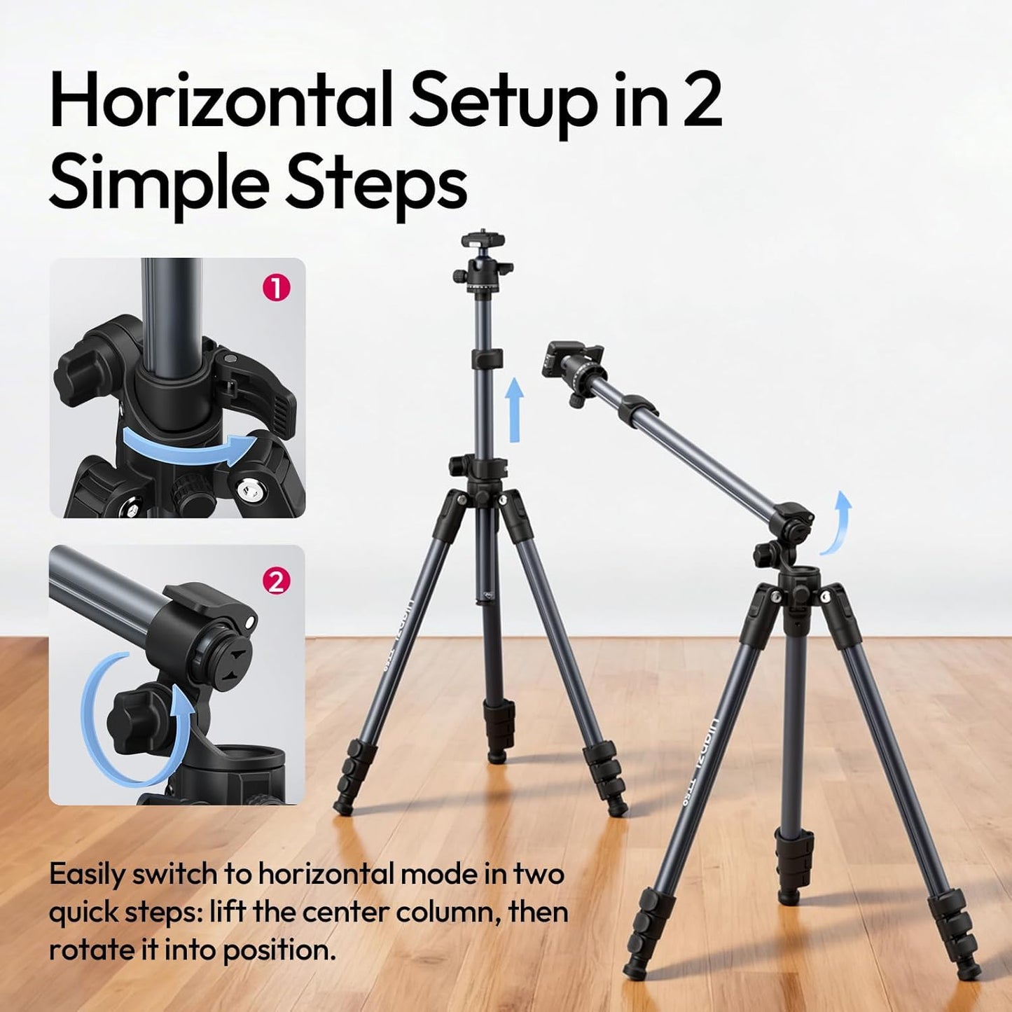 ULANZI TT59 Horizontal Overhead Photography Tripod, 68.9" Foldable Professional Camera Tripod Stand with Uka Quick Release Panoramic Ball Head for Mirrorless Camera/DSLR/Phone/Camcorder and All