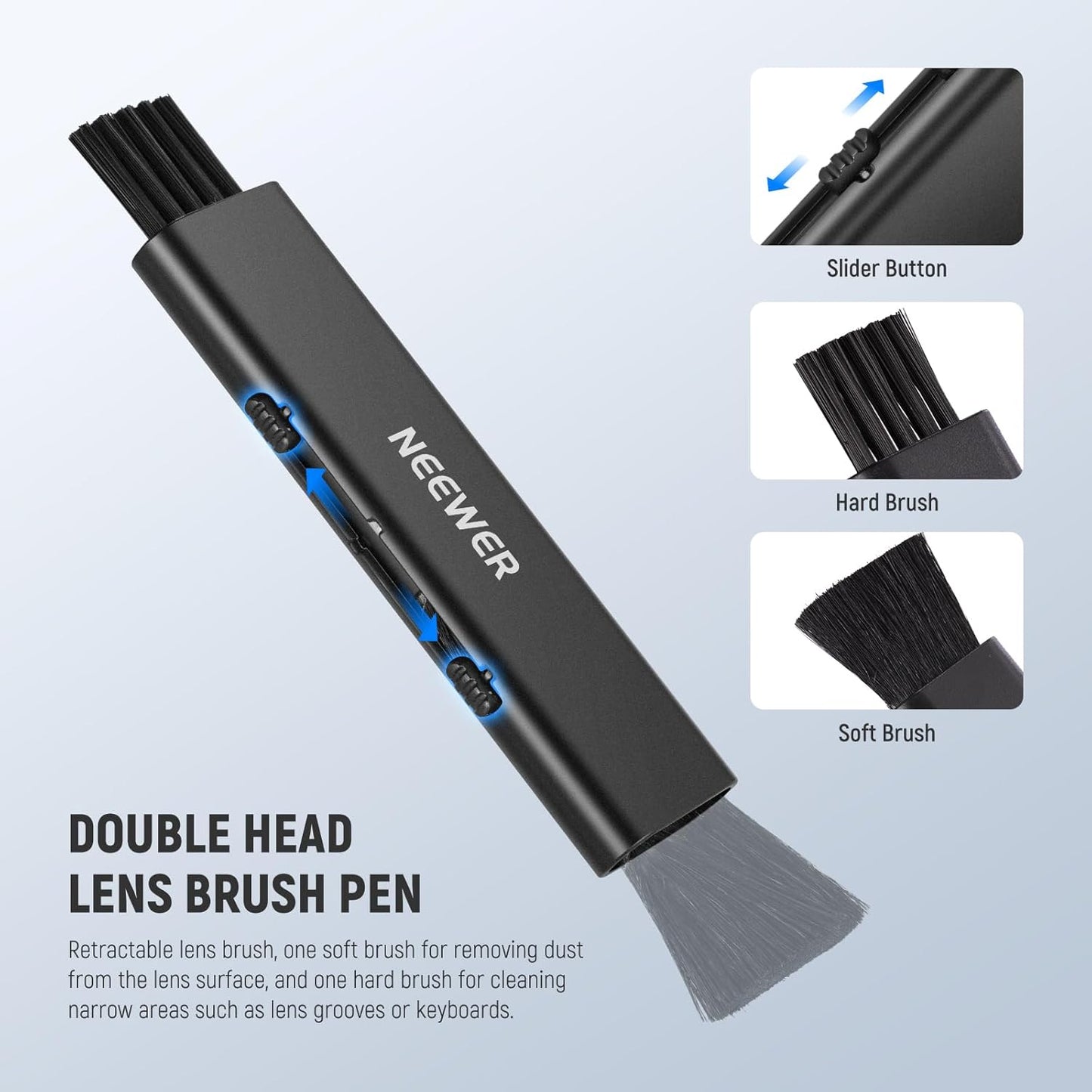 NEEWER 2 in 1 Camera Lens Cleaning Kit, 1x Lens Brush Pen + 1x Cleaning Cloth, for DSLR Camera, Electronics, Smartphones, Tablets, HM-45