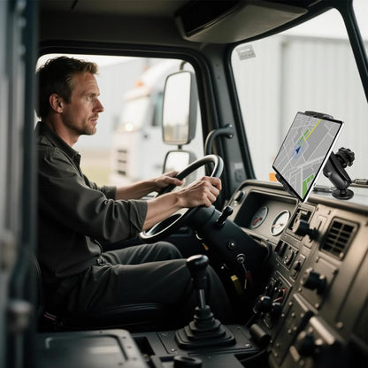Aluminum Heavy-Duty Truck Tablet Mount for Truck, Drill Base Tablet Holder for 7.5''-10.2'' Tablets & iPad,(Dashboard/Boat/Commercial Use) with Quick-Release Lock.