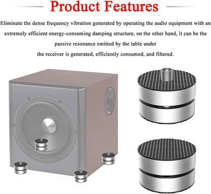 Audiocrast 4X HiFi Speaker Spike Pad Isolation Feet Stand Feet 40X23MM Shock Absorber with Stainless Steel Ball for Audio Speaker Subwoofer CD DVD Amplifier Turntable DAC