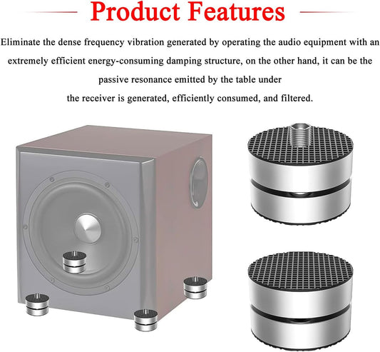 Audiocrast 4X HiFi Speaker Spike Pad Isolation Feet Stand Feet 40X23MM Shock Absorber with Stainless Steel Ball for Audio Speaker Subwoofer CD DVD Amplifier Turntable DAC