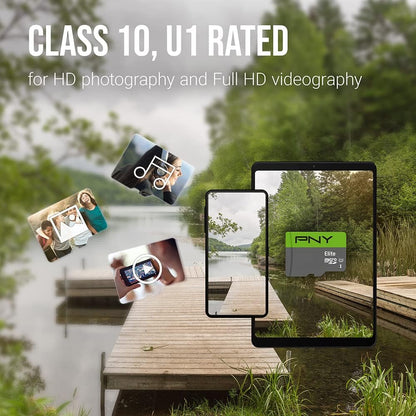 PNY 64GB Elite Class 10 U1 microSDXC Flash Memory Card - 100MB/s, Class 10, U1, Full HD, UHS-I, Micro SD (Pack of 3)