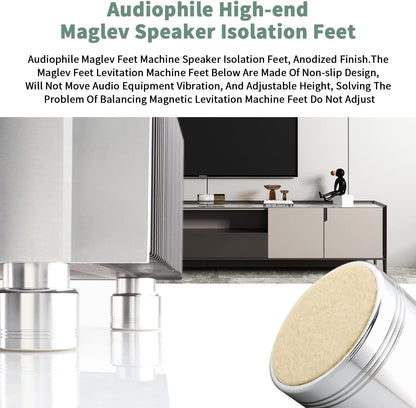 Tertullus 4pcs Aluminum Speaker Isolation Feet Sound Isolation Maglev Feet Speaker Stand Turntable Feet (48mm×42mm)