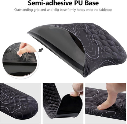 Mouse Pad Wrist Support, Laokiiy 2 in1 Keyboard Wrist Rest+ Ergonomic Mouse Pad, Non-Slip Wrist Rest for Computer Keyboard, Made Easy Typing & Relieve Wrist Pain(Black White)
