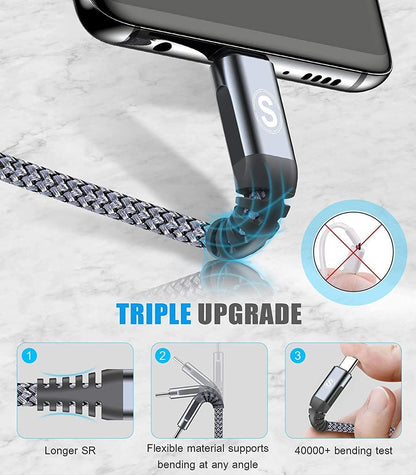 sweguard USB Type C Charger Cable [3-Pack,10ft+6.6ft+3.3ft] iPhone 15 Charger Nylon Braided Cord for iPhone 15 Pro Max Samsung Galaxy S23 S22 S21 S20 S10 S9 Note 20 10 Flip A53 A54 Pixel LG Moto PS5