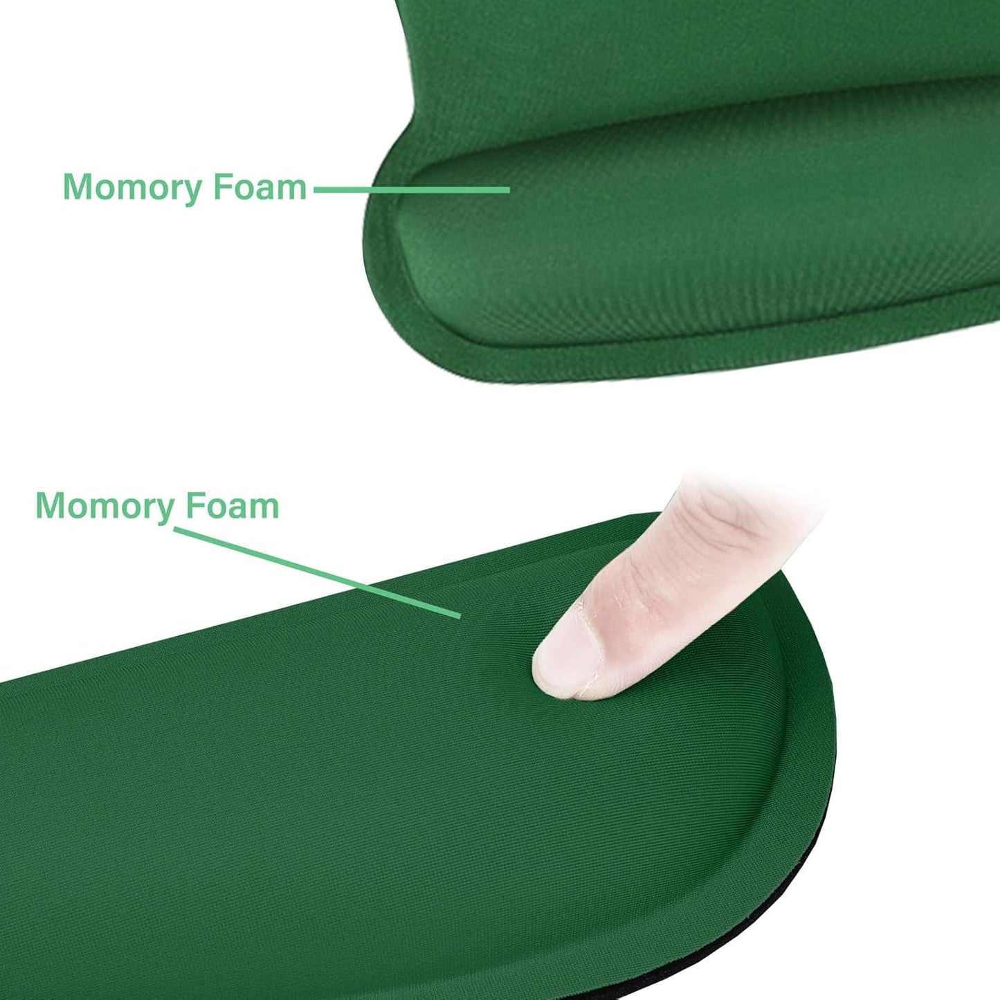 MOSISO Wrist Rest Support for Mouse Pad & Keyboard Set, Ergonomic Mousepad Non-Slip Base Home/Office Pain Relief & Easy Typing Cushion with Neoprene Cloth & Raised Memory Foam, Jungle Green