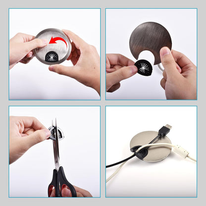 2 Pack Desk Grommet 2-1/8 Inch 53mm, Zinc Alloy Computer Desk Wire Hole Cover, Office Desktop Cord Cable Hole Metal Ring, Bright Silver