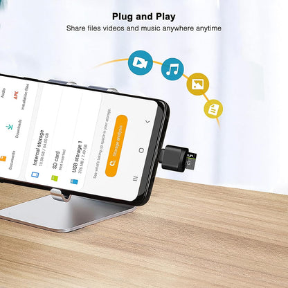 leizhan Type C Micro SD Card Reader with Keychain, USB C to Micro SD SDHC SDXC OTG Memory Reader, Type-C Card Reader Adapter Compatible for MacBook Windows Lixus Samsung Galaxy - Black