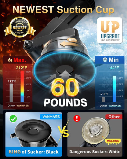 VANMASS [2024 Upgrade Phone Holders for Your Car [Super Suction Cup] Cell Phone Mount Car Dashboard Window Vent Desk Fit for iPhone 15 Pro Max 14 13 Universal Handsfree Automobile Vehicle Cradle，Pink