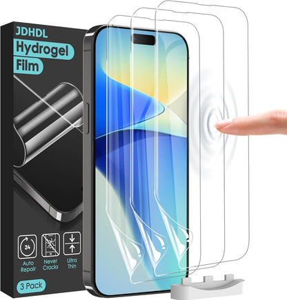 3 Pack Flexible Film Screen Protector for iPhone 16 Pro Max, Non-breakable Soft TPU Hydrogel Film for iPhone 16 Pro Max Screen Protector Film (NOT Glass)
