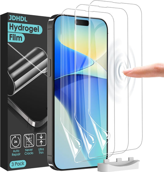 3 Pack Flexible Film Screen Protector for iPhone 16 Pro Max, Non-breakable Soft TPU Hydrogel Film for iPhone 16 Pro Max Screen Protector Film (NOT Glass)