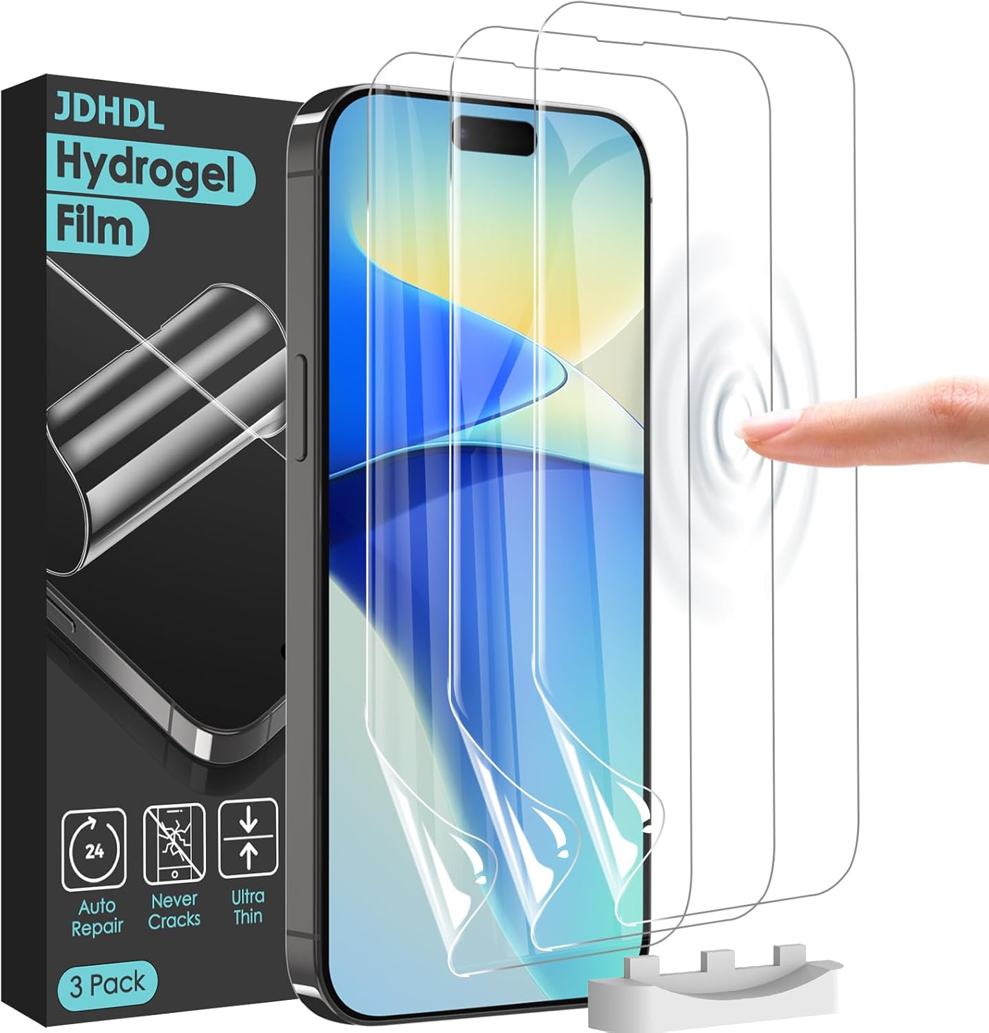 3 Pack Flexible Film Screen Protector for iPhone 16 Plus, Non-breakable Soft TPU Hydrogel Film for iPhone 16 Plus Screen Protector Film (NOT Glass)