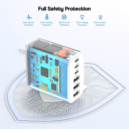 3 Pack 65W GaN Type C Wall Charger Block,6-Port Fast Charging Block,PD USB C Plug Adapter+QC Plug Compatible with Apple iPhone 16E/16Pro Max/16Plus/16/15/14/13/12/11/SE/XS Max,iPad Pro,AirPods(White)