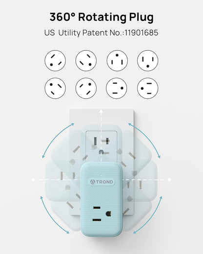 TROND Outlet Extender with USB, Multi Plug Wall Outlet with 3 AC Chargers, 360 Rotating Plug Adapter with PD 20W USB C Port, Cute Colorful Power Extension for Home Decoration, Travel Essentials