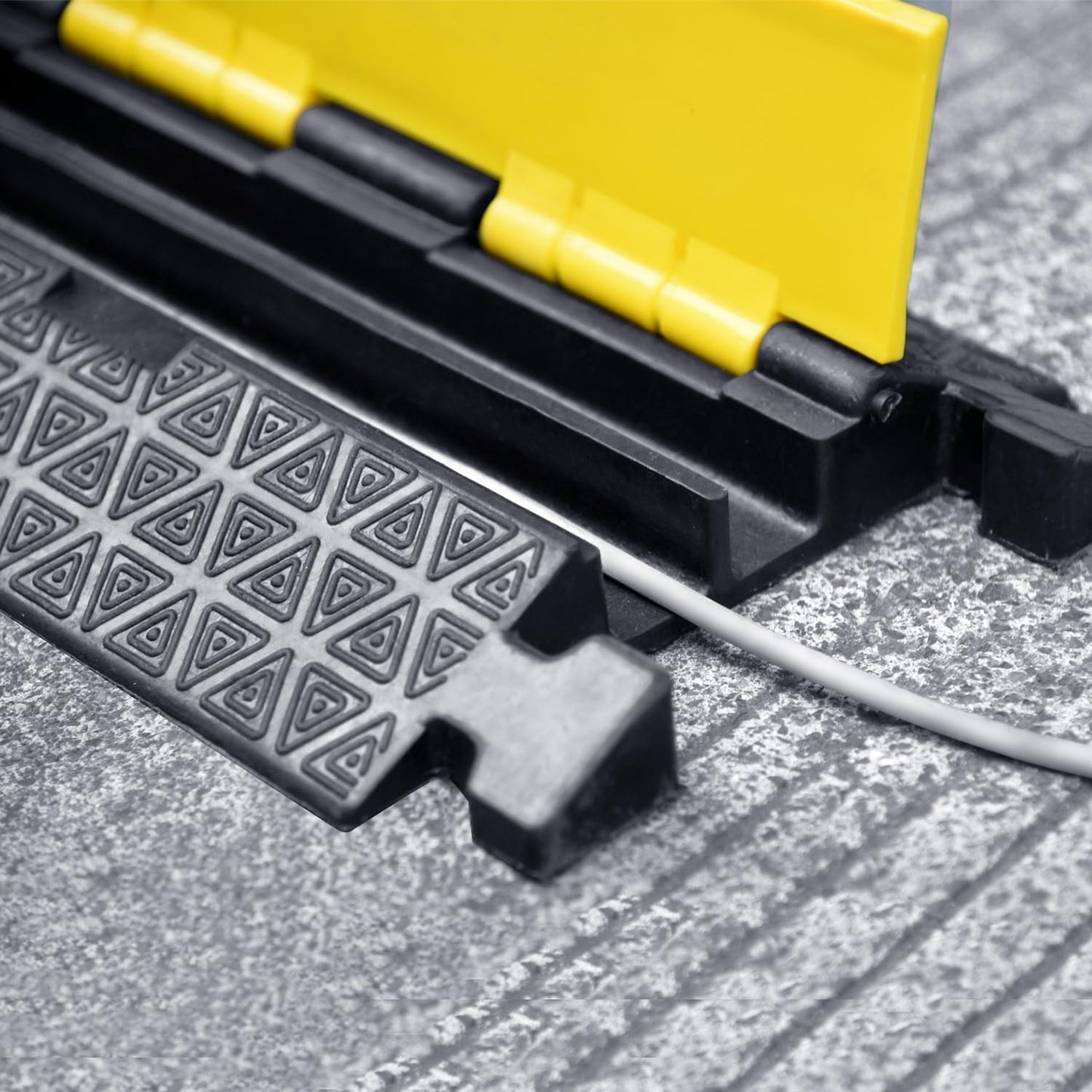 Heavy-Duty Rubber Cable Protector Ramp (4-Pack) - 2-Channel Floor Cord Cover for Driveway, Warehouse, Events - 22,000 lbs Load Capacity - Indoor & Outdoor Use - Cable Speed Bump for Hoses, Cables