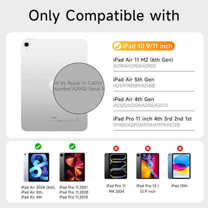 HOU iPad Air 11 Case with Keyboard (M3 2025, M2 2024) Detachable Rotatable Magnetic Full Protection Case, 7-Color Backlight, Touchpad, Elastic Pen Holder for iPad Pro 11 (4th-1st) & Air (5/4th)–White