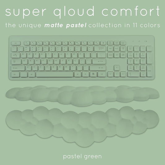 Qloud Cloud Wrist Rest Keyboard Wrist Rest for Computer Keyboard Pad, Cloud Keyboard Wrist Rest, Wrist Pad for Keyboard, Memory Foam, Non Slip Base, Comes with Mouse Pad - Pastel Green