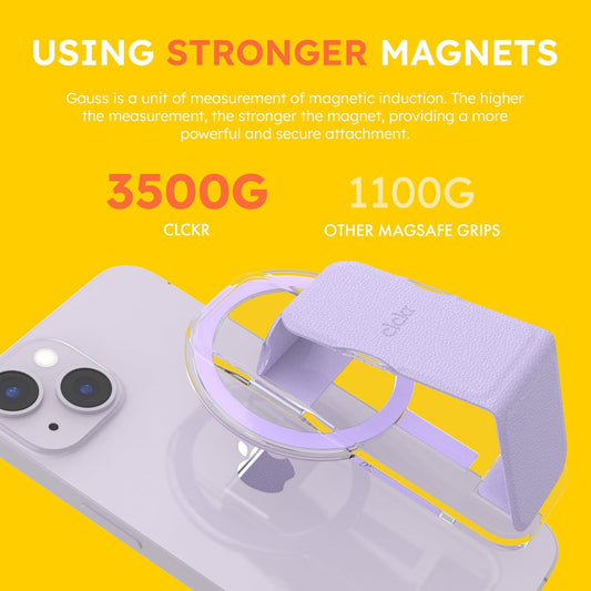 CLCKR for MagSafe Phone Grip for MagSafe Kickstand Compatible with Mag Safe Finger Loop, 3-in1 Phone Ring Holder Strap for Mag Safe iPhone 16/15/14/13/12 Series, Galaxy S25/S24/S23/S22, Pixel - Lilac