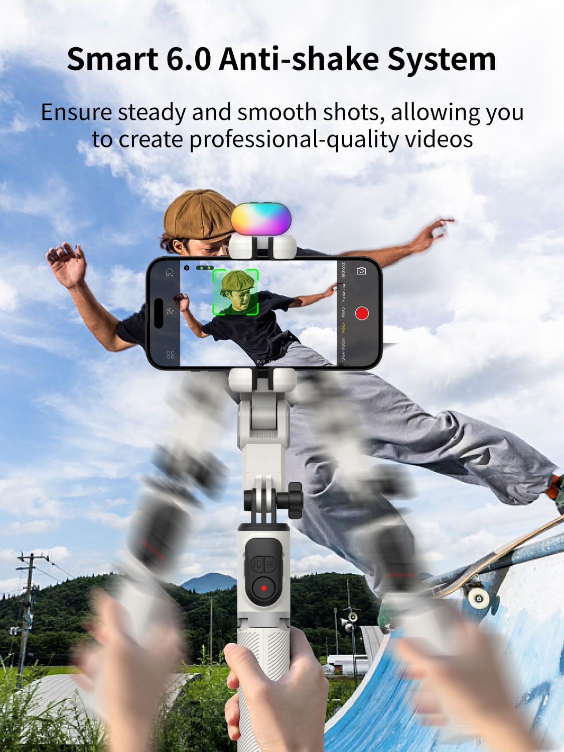Gimbal Stabilizer for iPhone, Sefie Stick Tripod with Auto Face Tracking for TIK Tok YouTube Video Recording, 4 in 1 Gimbal Stabilizer with 360° Rotation for iPhone/Andriod -M1 Pro White