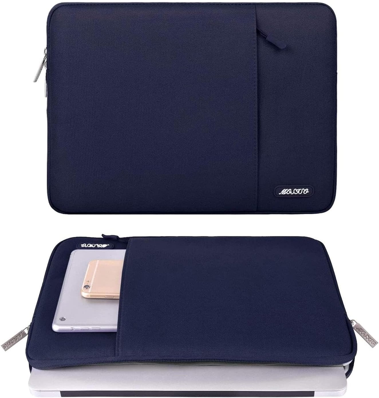 MOSISO Laptop Case 14 inch, 14 inch Laptop Sleeve Compatible with HP Lenovo Dell ASUS Acer, HP Stream, Dell Latitude, Lenovo IdeaPad, Polyester Vertical Computer Sleeve Bag with Pocket, Navy Blue