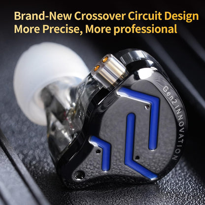 KZ ZSN Pro 2 in-Ear Monitors Headphones Metal Earphones 1BA+1DD Hybrid Technology HiFi Bass Clear Sound IEMs Noise Cancellation Earbuds Wired for Musicians Singer Audiophile(Black,with Mic)