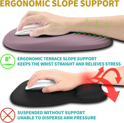 Hokafenle Ergonomic Mouse Pad Wrist Support with Stepped-Wedge Design, Wrist Rest Pain Relief Mousepad Filled with Memory Foam, Carpal Tunnel Mousepad for Wireless Mouse(12x8 inch, Purple)
