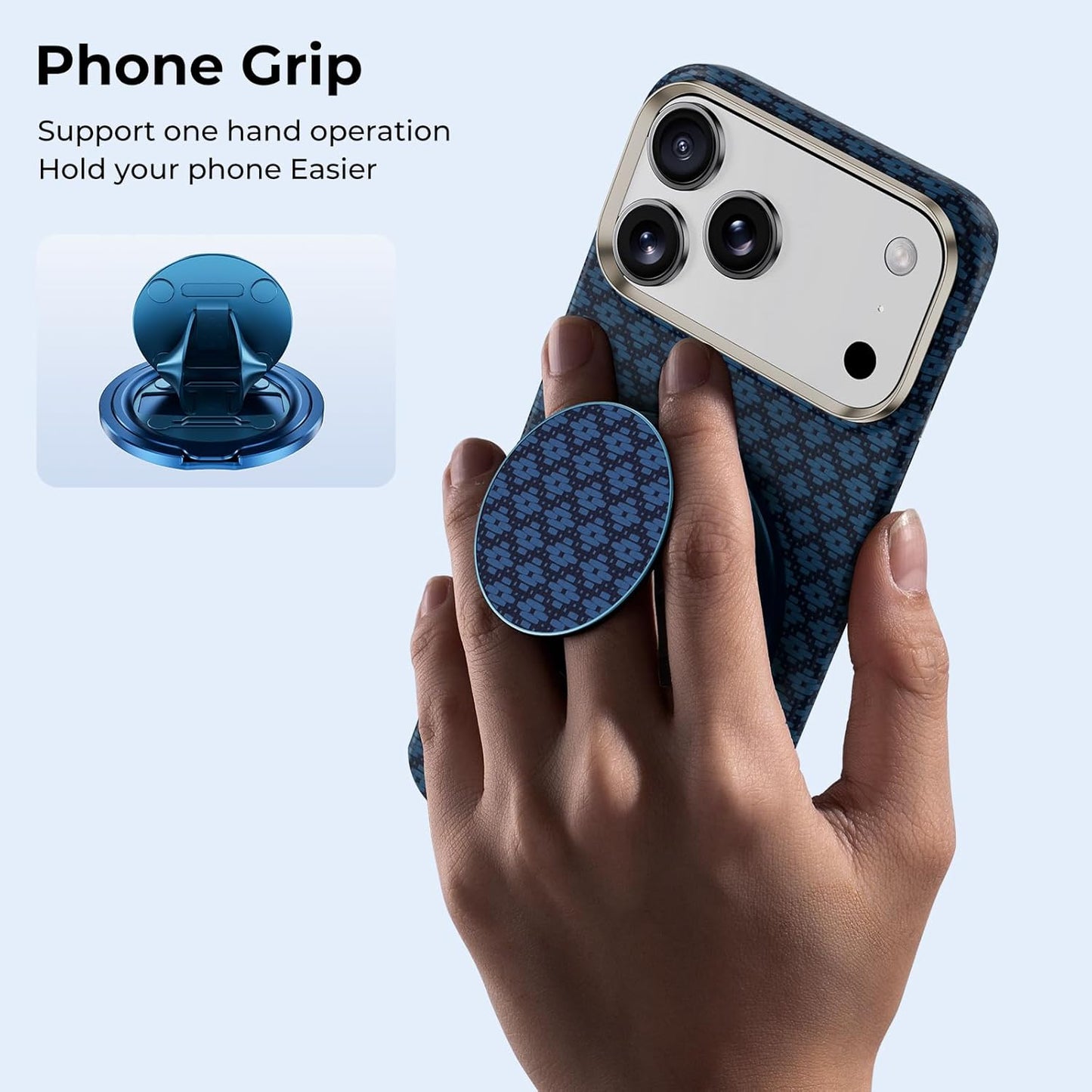 BENKS ArmorPop Magnetic Phone Grip & Stand for MagSafe, 360° Rotation Adjustable Phone Ring Holder for iPhone 17/16/15/14/13/12 Series, Durable Kevlar Design