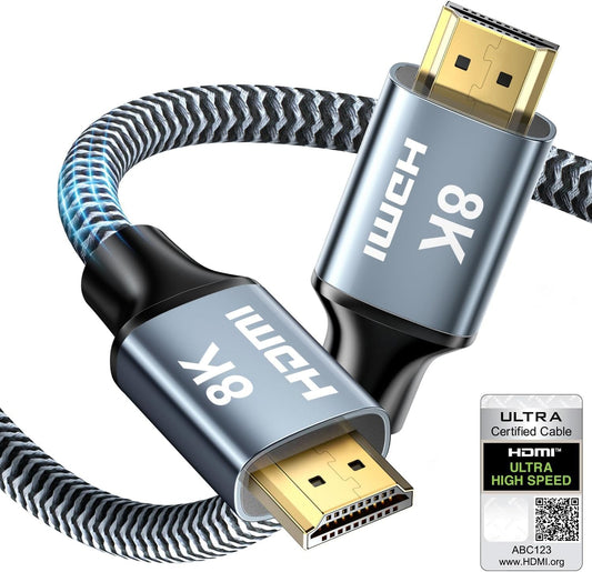 8K HDMI Cable 4ft, 48Gbps High Speed HDMI 2.1 Cable, HDMI Cord 8K@60Hz 4K@120Hz Support for HDR eARC HDCP 2.2&2.3, HDMI Cable 2.1 Compatible with HDTV, Laptop, Monitor, PC