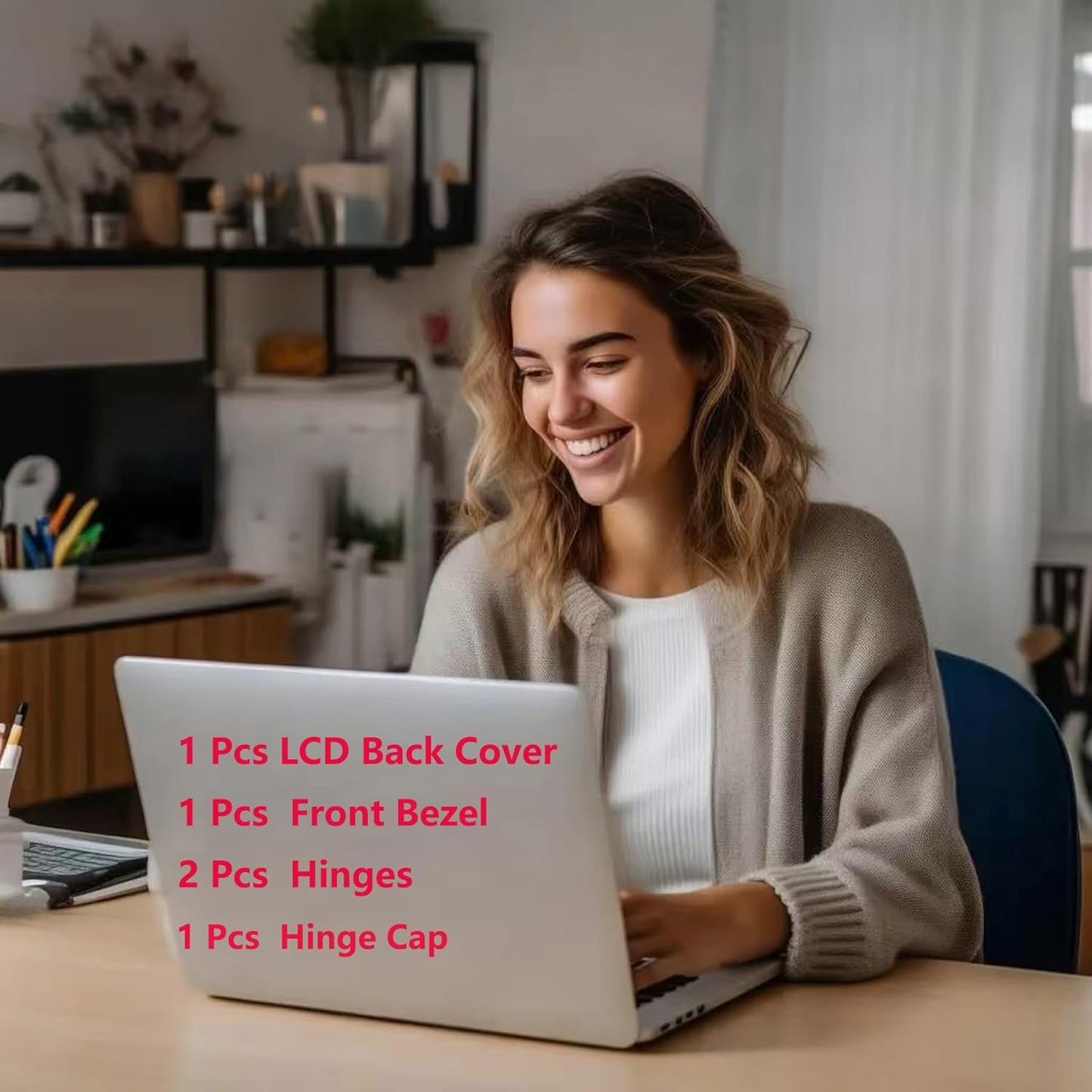 Replacement LCD Cover Back With Hings Front Bezel With Hinges Cap for Lenovo Ideapad 1-15ADA7 82R1, 1 15AMN7 82VG, 1 15ALC7 82R4 Series Laptop Rear Case Top Lid 5CB1M48453 5CB1F36621 5CB1F36618