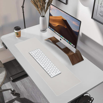 ALOANES Waterproof Mouse Pad with Durable Stitched Edge, XXXL Gaming Keyboard Pad, Non-Slip Rubber Base Mouse Mat, Extended Desk pad for Gamer, Office & Home, Beige Mousepad 35.4''x 15.7''x 0.12''